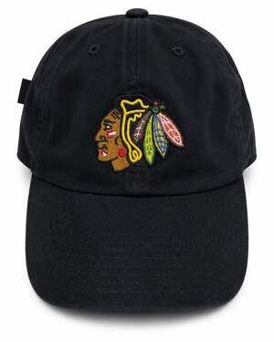 '47 Chicago Blackhawks Clean Up Black Adjustable Strap Hat Dad Cap